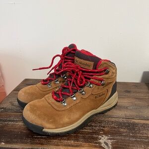 Columbia Women’s Brown Suede Hiking Boots with Red Accents